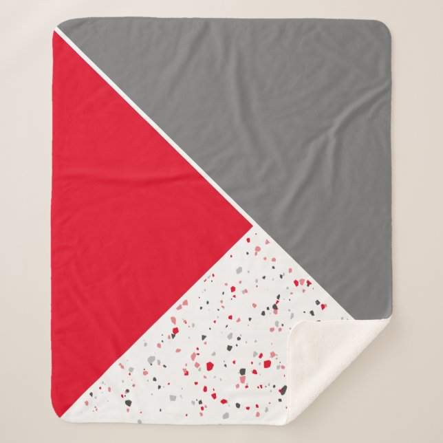 Couverture Sherpa Terrazzo rouge géométrique moderne (Devant)