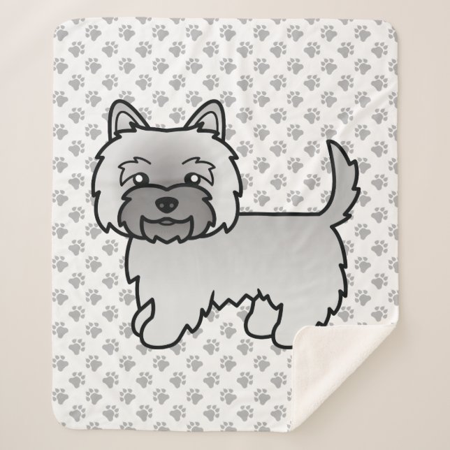 Couverture Sherpa Térrier Cairn Gris Chien de Dessin Animé Mignon (Devant)