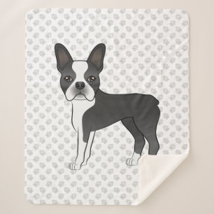 Couverture Sherpa Térrier de Boston noir et blanc Dessin animé Chien