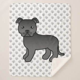 Couverture Sherpa Terrier de Staffordshire Bull noir Chien de dessin