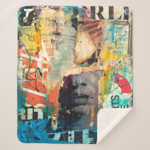 Couverture Sherpa Tête de collage