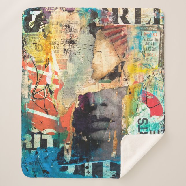 Couverture Sherpa Tête de collage (Devant)