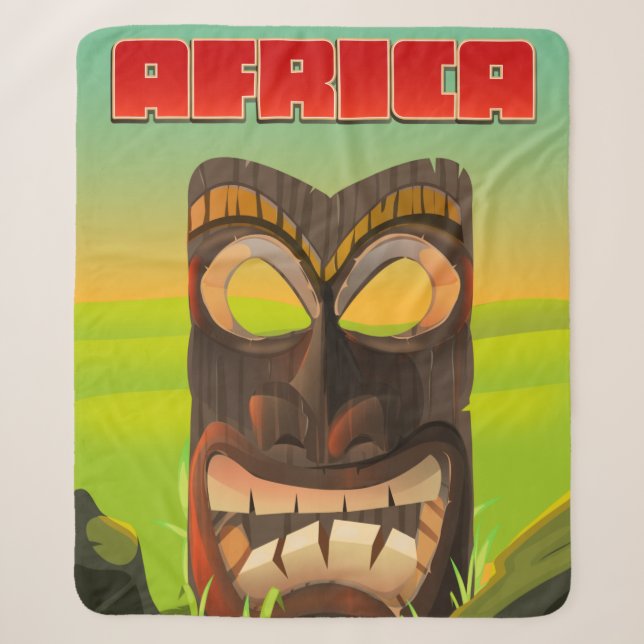 Couverture Sherpa Tête sculptée africaine (Devant)