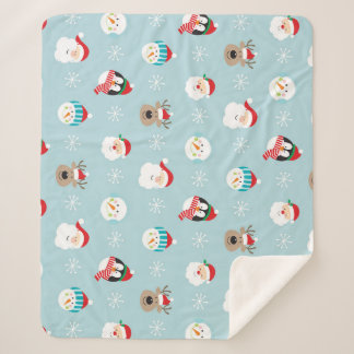 Couverture Sherpa Têtes de personnage de Noël : Enveloppement festif