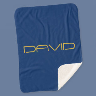 Couverture Sherpa Texte élégant modifiable Or et bleu marine
