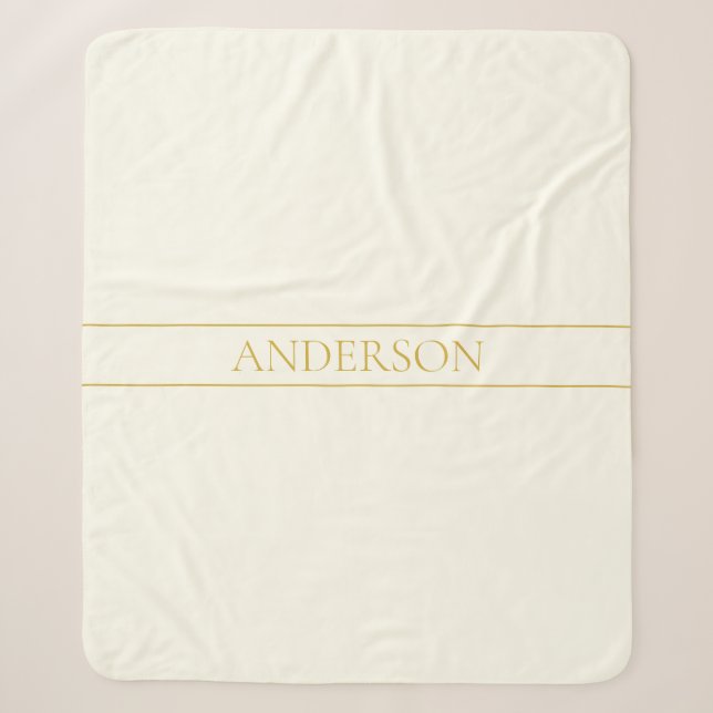 Couverture Sherpa Texte personnalisable simple et élégant | Or blanc (Devant)