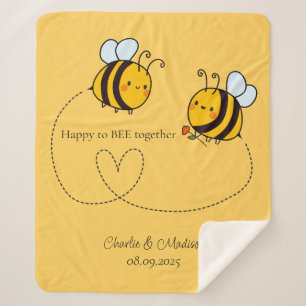 Couverture Sherpa Texte personnalisé Joyeux Amour Abeilles