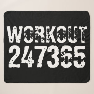 Couverture Sherpa Texte usé et rayé Workout 247365 blanc
