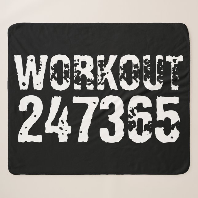 Couverture Sherpa Texte usé et rayé Workout 247365 blanc (Devant (Horizontal))
