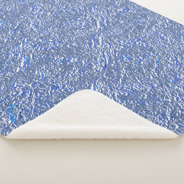 Couverture Sherpa Textura rústica azul e efeito prateado (3/4)