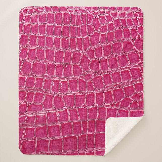 Couverture Sherpa Texture à motif d'alligator rose (Devant)