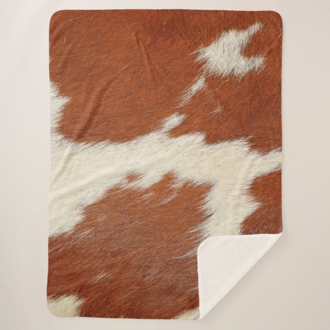 Couverture Sherpa texture Brown et blanche de la vache (Devant)