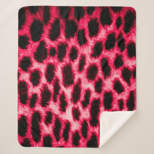 Couverture Sherpa Texture cuir léopard aux couleurs noir et rouge