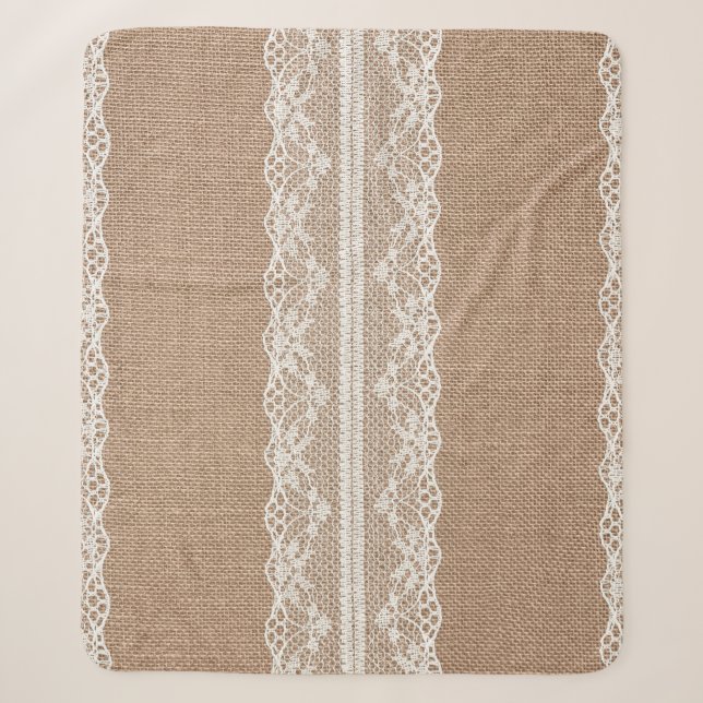 Couverture Sherpa Texture de dentelle blanche Brown (Devant)