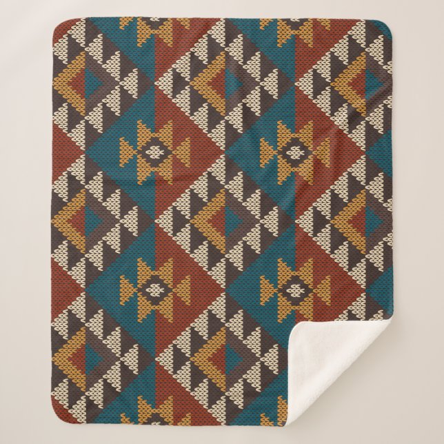Couverture Sherpa Texture de laine aztèque Tribal. (Devant)