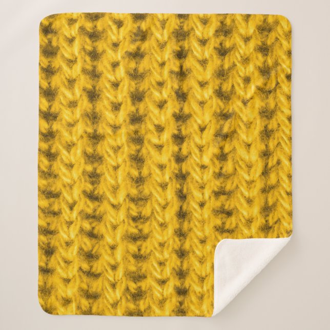 Couverture Sherpa Texture de laine jaune vif (Devant)