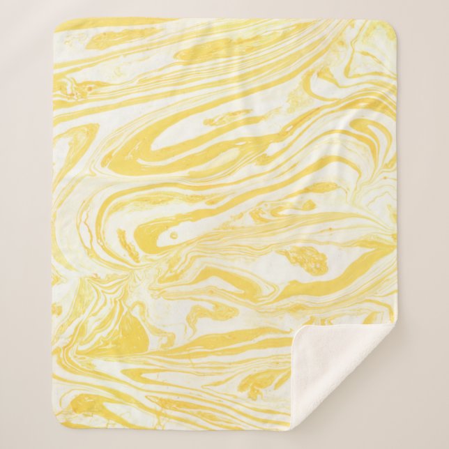 Couverture Sherpa Texture de marbre jaune. Main dessinée (Devant)