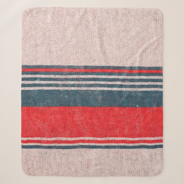 Couverture Sherpa Texture de tricot lin avec rayures d'impression ro (Devant)