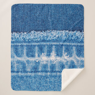 Couverture Sherpa Texture en jean bleu
