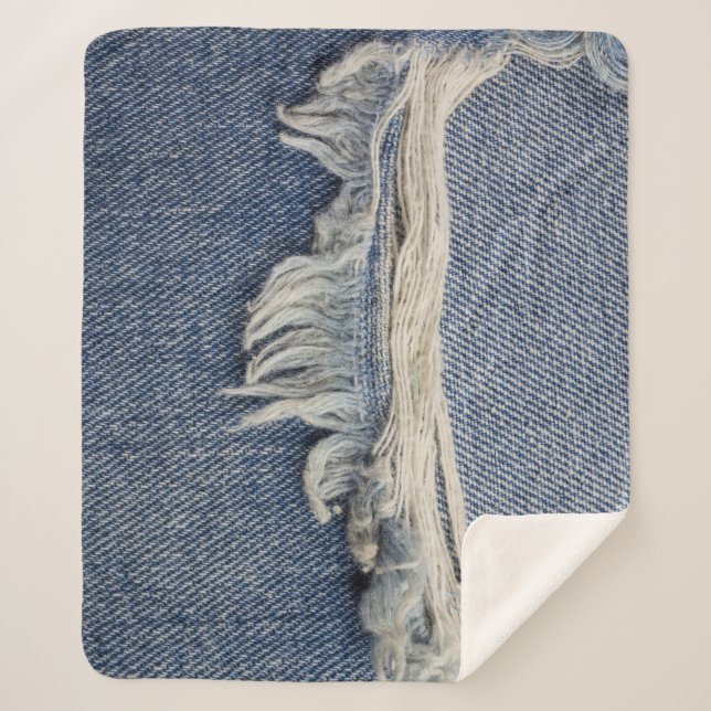 Couverture Sherpa Texture jean déchiré, arrière - plan élégant. (Devant)