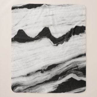 Couverture Sherpa texture naturelle en marbre noir et blanc, luxueux