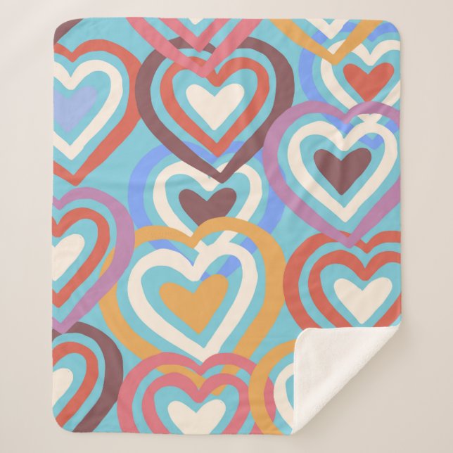 Couverture Sherpa Texture transparente avec des coeurs drôles  (Devant)