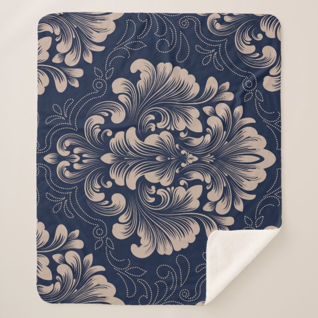 Couverture Sherpa Texture victorienne sans joint Damas classique (Devant)