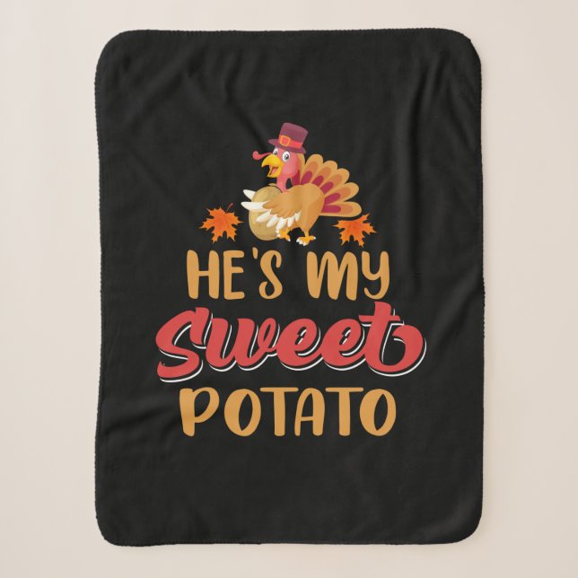 Couverture Sherpa Thanksgiving Il Est Ma Pomme De Terre Douce (Devant)