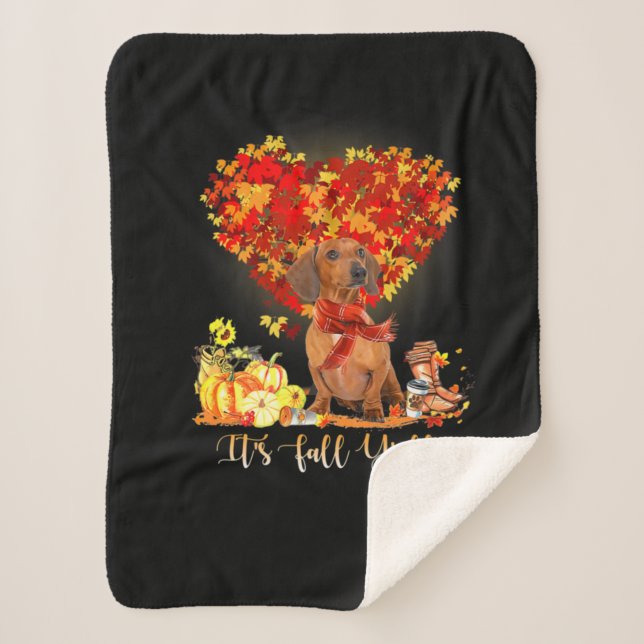 Couverture Sherpa Thanksgiving It's Fall Y'all Dachshund (Devant)