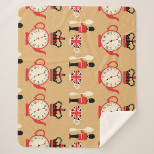 Couverture Sherpa Thé anglais vintage : motif sans soudure.