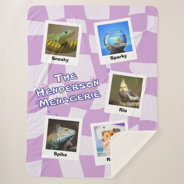 Couverture Sherpa The Family Menagerie – Custom 5-Pet Photo Design (Devant)