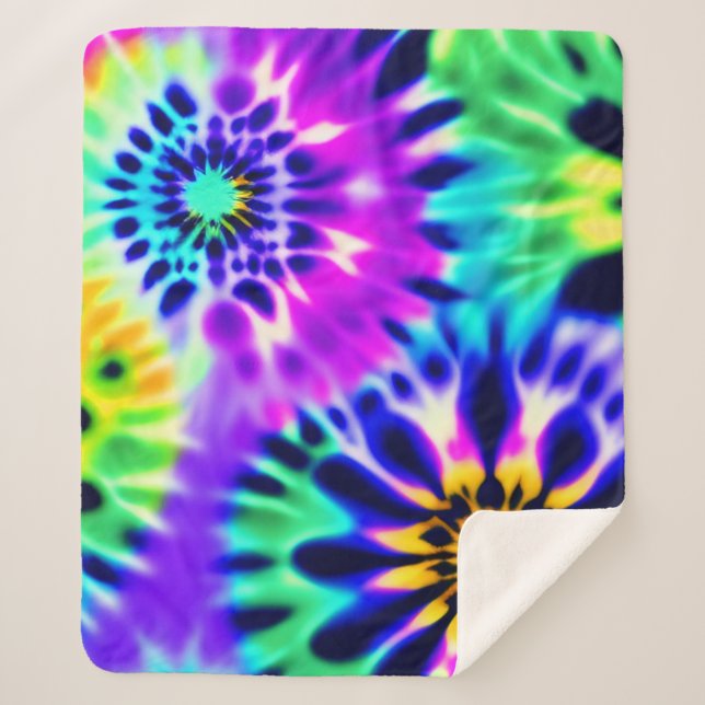 Couverture Sherpa Tie Dye Swirling Motif Design (Devant)