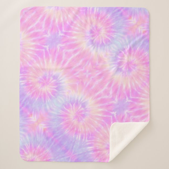 Couverture Sherpa Tiedye Pastel Rainbow Spirale Hippie Tie Dye (Devant)