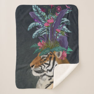 Couverture Sherpa Tigre avec tête tropicale