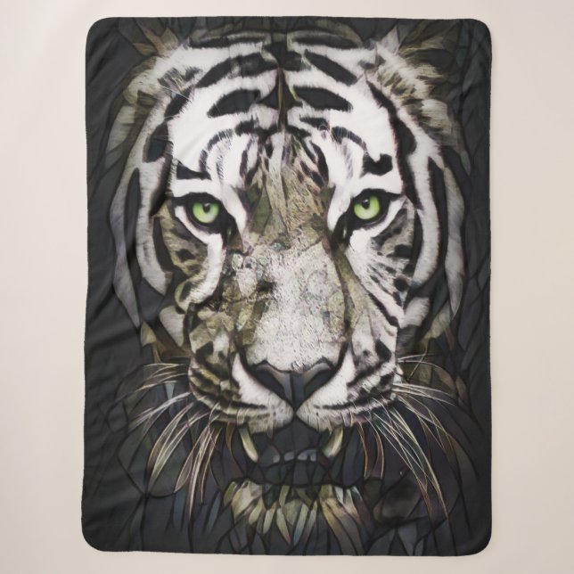 Couverture Sherpa Tigre blanc en verre tendu (Devant)