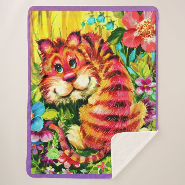 Couverture Sherpa tigre coloré (Devant)