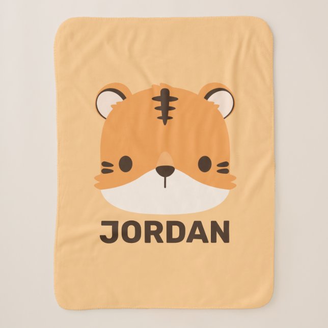 Couverture Sherpa Tigre mignon avec nom personnalisé (Devant)