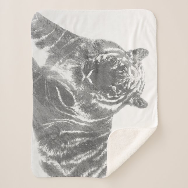 Couverture Sherpa Tigre noir et blanc (Devant)