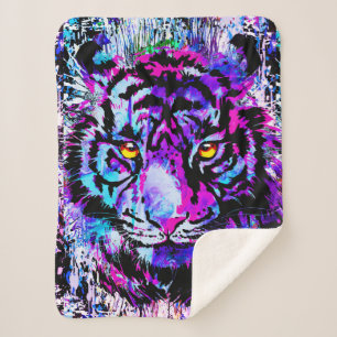 Couverture Sherpa Tigre pourpre - Tiger Portrait Sherpa Blanket
