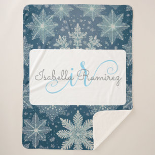 Couverture Sherpa Tirrinia Snowflake Motif avec Monogramme & Nom