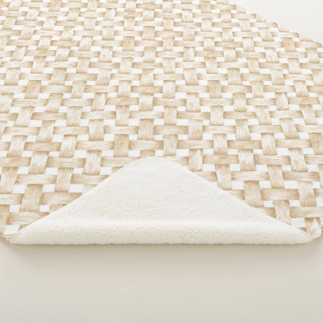 Couverture Sherpa Tissage Panier Faux Blanc Crème (3/4)