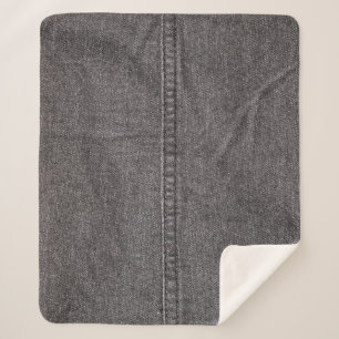 Couverture Sherpa Tissu de denim noir, texture de mode.