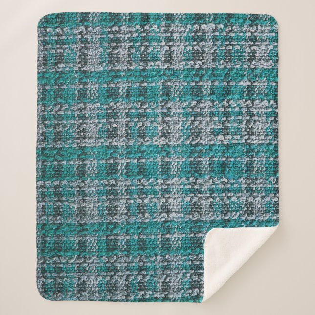 Couverture Sherpa Tissu écossais turquoise, arrière - plan texturé. (Devant)