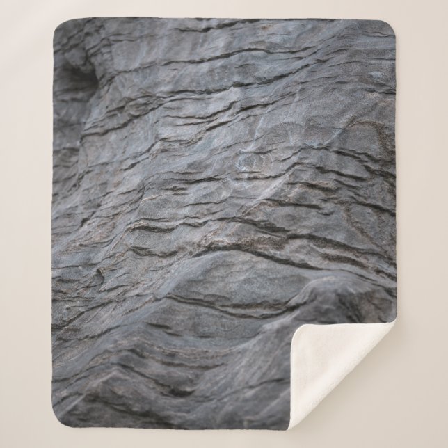 Couverture Sherpa Tissu rayé noir et gris (Devant)