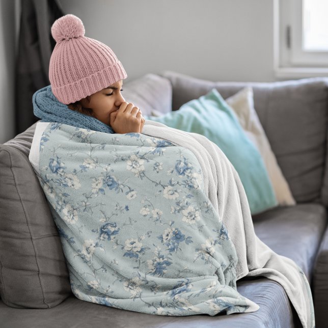 Couverture Sherpa Toile De Jouy Peonies (Toile De Jouy Peonies Sherpa Blanket)