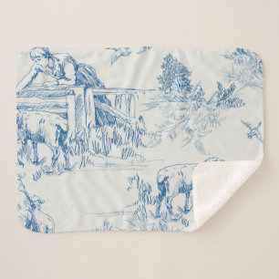 Couverture Sherpa Toile de mouton d'agneau bleu