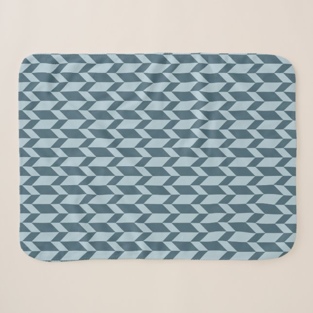 Couverture Sherpa Tons Bleus Gras Deux Tons Flèche Chevron (Devant (Horizontal))