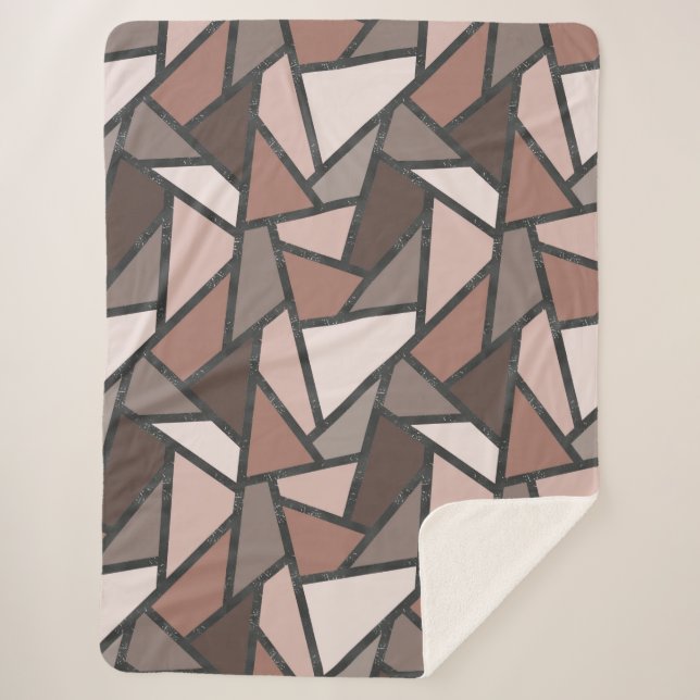 Couverture Sherpa Tons de motif en vitrail marron (Devant)