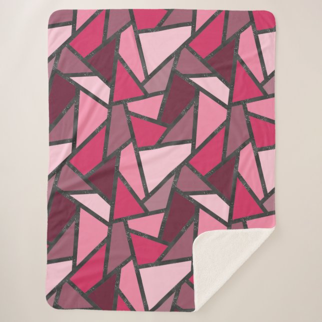 Couverture Sherpa Tons de motif en vitrail rose (Devant)