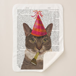 Couverture Sherpa Tortoiseshell Cat with Party Casquette